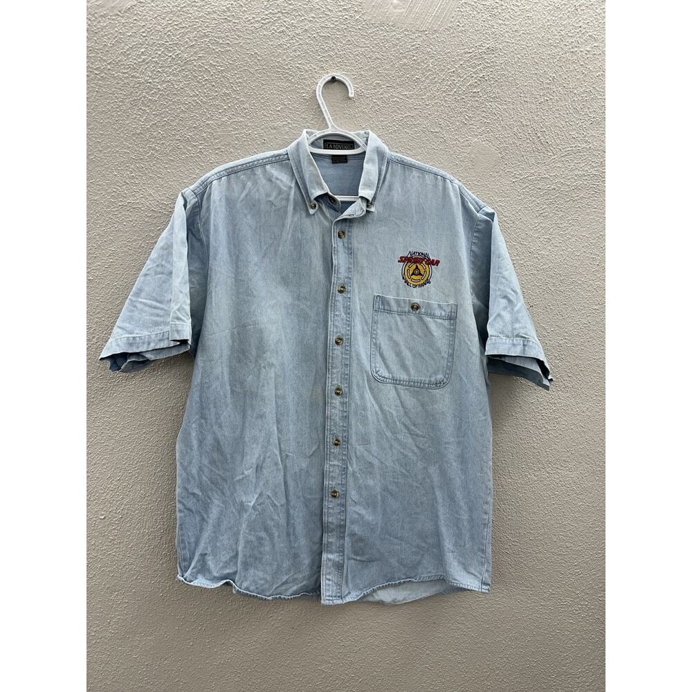 LA Loving Mens Shirt Medium Short Sleeve Button Up National Sprint Car Hall Fame